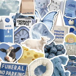 Blue Series Decorative DIY Waterproof Stickers 227 Pieces Non-Repeating Cute Creative Stickers for Business And Cultural Supplies