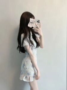 Váy Ngắn Chữ a Cạp Cao Thiết Kế Cổ Điển Cho Nữ Váy Midi Phong Cách Ngọt Ngào Họa Tiết Hoa Mùa Hè