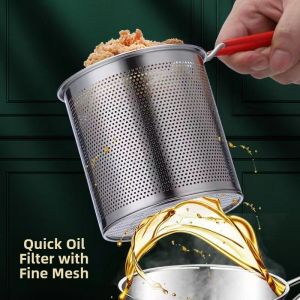 2024 New Stainless Steel Deep Fryer Kitchen Multi-Function Induction Oil Fry Pot Home Use Rust Resistant Cooking Utensil