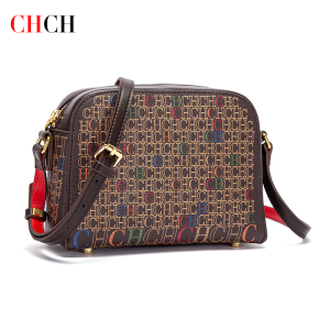 Túi Đeo Vai Vuông Nhỏ Màu Cà Phê Cổ Điển Dành Cho Nữ CHCH Có In Chữ Dành Cho Doanh Nhân Đeo Chéo Có Túi Khóa Kéo Bên Trong