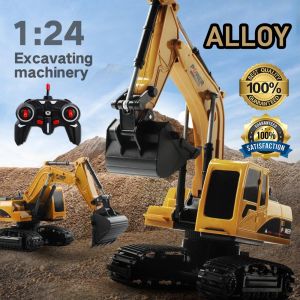YUNLEO 1:24 Remote control excavator toy Engineering Car Dump Metal Truck Alloy Excavator For kids