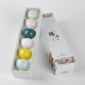 Modern Simple Creative White Porcelain Tea Cup Set 6 Pieces Gongfu Tea Tools Rainbow Cup Business Use Home Dining Tableware