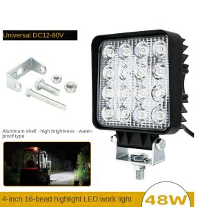 Excavator Forklift Headlight 12V Super Bright Arm Lamp 24V Bright Led Cab Top Light Toolbox Lamp Fog Lamp 4-Inch 16 Beads