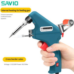 SAVIO Electric Handheld Soldering Iron 220V 60W Automatic Tin Feeding Machine Electronic Welding Tool Adjustable Solder Tool Kit Fast Heating