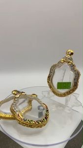 T199 ตลับพระ กรอบพระไมครอนทองสูตรฝังพลอย เหรียญหลวงปู่หมุน/มังกรคู่ขนาดวงใน 2.9*4.0 ซม. ขนาดที่ใส่สวย 2.5*3.6ซม. หรือขนาดที่ใกล้เคียง