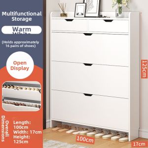 Minimalist Slim Door Entry Large Capacity Flip Top Shoe Organizer Cabinet