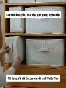 Túi đựng bảo quản quần áo chăn ga túi đóng gói hành lý vải Cotton và vải lanh Thiên Sơn cao cấp gấp gọn CM--22