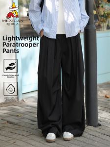 Mexican | Laid-back Black Wide Leg Loose Fit Summer New Casual Pants