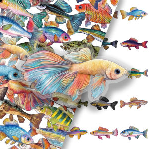 สติ๊กเกอร์ปลาสีสันสดใส 50 ชิ้น วัสดุโปร่งใส ติดโทรศัพท์มือถือ แก้วน้ำ ตกแต่งอุปกรณ์บันทึกข้อมูล ติดกระดาษที่ทนต่อการเปียก