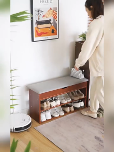 Entrance door shoe bench home entryway bench for sitting and putting on shoes integrated shoe cabinet and small narrow long bench hallway shoe bench