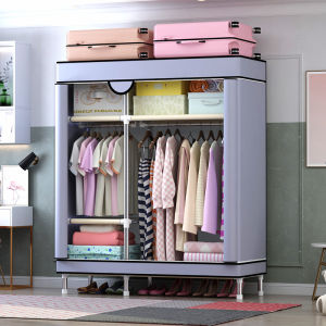 Double Person Simple Oxford Cloth Wardrobe Thickened Steel Frame Large Capacity Home Bedroom Furniture Wardrobe Closet