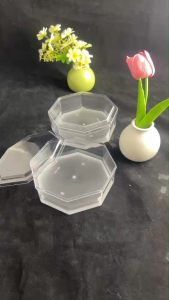 กล่องพลาสติกใส PS - 10ใบ กล่องพลาสติก 400ml กล่องใส่เค้กมูส DD-1450 รวมเหลี่ยม