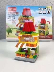 Blok binaan KONIG KIDS Mini Versatile Street View Original Educational Toys Kanak-Kanak Assembling Birthday Gifts