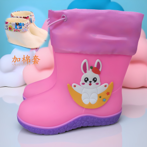 Jia Le Zu Childrens Rain Boots Soft And Hard Medium Waterproof Anti-Slip Wear-Resistant Cartoon Short Tube All Seasons