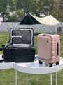 New Lightweight Front Opening Carry-On Luggage 20 Inch Travel Suitcase with Password Lock Fashionable Trendy Polyester Material. 