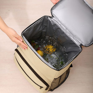 1 PC กระเป๋าเป้สะพายหลังฉนวน Cooler ความจุขนาดใหญ่ Oxford ผ้ากระเป๋าเป้สะพายหลังกระเป๋าเดินทางกลางแจ้งถุงเบียร์กันน้ํา PEVA เรียงรายถุงน้ําแข็ง