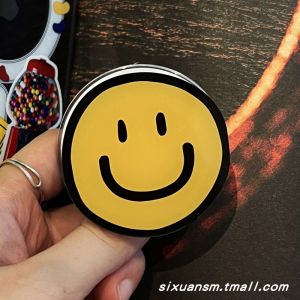 Day South Korea Ins Style Cartoon Cute Yellow Smiley Face Expression MagSafe Magnetic Suction Cellphone Airbag Support Foldable Telescopic Rotate Air Cushion Fastened Ring Adsorption Binge-watching Supporting Seat Artifact for a Lazy