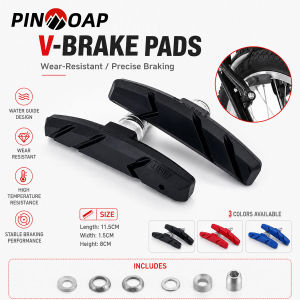 PINMOAP 2PCS Bicycle V Brake Pads Rubber Brake Blocks Mtb Road Bike Brake Shoes Quiet Wear Resistant Cycling Replacement Parts