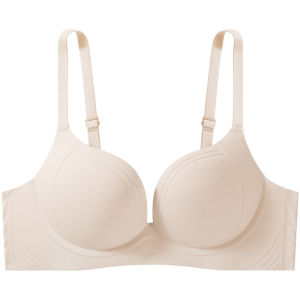 AIMO | Earsey Womens Gathered Small Chest Appears Large Seamless Anti-Sagging Bra No Steel Ring Underwear Nylon Fabric All Seasons