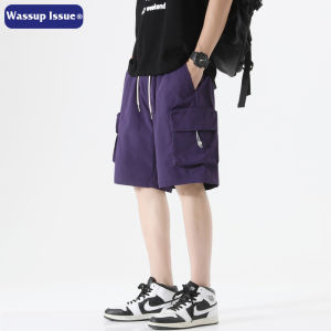 Wassup Issue American Style Workwear Shorts Mens Summer Trendy Loose Casual Five-Quarter Pants Breathable Polyester Fiber