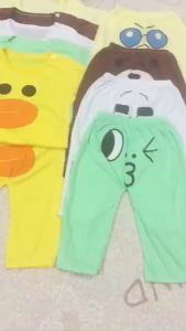 Combo 5 bộ quần áo cotton dài tay cúc vai thời trang hè thu trẻ em bé trai bé gái 3-15kg