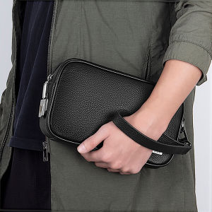 Wiwu da thật Túi lưu trữ túi kèm quai đeo tay chống thấm nước với chống trộm khóa vân tay Pouch sức chứa lớn hơn để lưu trữ thêm phụ kiện du lịch Túi doanh nhân cho nam giới