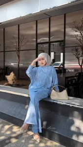 Nena Blouse knit By Lanre - Atasan Wanita Model Batwing Lengan Panjang Oversize