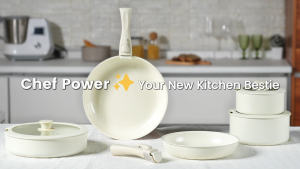Chef Power 19Pcs Ceramic Non Stick Cookware Set Removable Handle Stackable Pots and Pans PFAS Free Induction Compatible Dishwasher Safe For Condo Kitchen 4 Colors