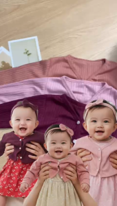 4In1 Set Cardigan Uk Bayi 6 Bulan - 18 Bulan / Katun Jepang Dress Baby SNI Dres Korea Anak Perempuan Baju Korean Style Korea Import Girl 6-12 Bulan 1 2 Tahun Set Flower Anak Premium Branded KiosBalitaFawa