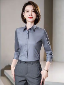STARMAGNOLIA | Gray Long Sleeve Wrinkle-Resistant High-End Womens Business Shirt