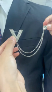 LAPEL Pin Jas Brooch Silver Rantai Aksesoris Jas