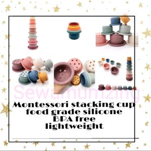 [SG Seller] 7pcs baby toddler Silicone montessori Stacking cup stack cup toy stack tower