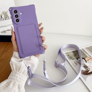 Lanyard Wallet For Samsung Galaxy A17 A18 A27 A37 A57 Case A16 A26 A36 A56 Card Slot Shockproof Candy Crossbody Strap Soft Cover