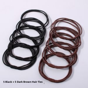 High Elasticity Hair Ties for Women Black Leather Cover Hair Bands Girls Hair Accessories Adult Hair Rings for Binding Hair