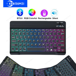 Kebidumei | Mini Keyboard Wireless Bluetooth 5.0 Keyboard RGB Backlit Rechargeable Keyboard Silent Keyboard For IOS Android Windows iPad