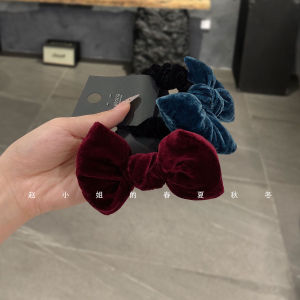 Korean Hair Accessories South Korea Headdress Niche Accessories Elegant Winter Hair Band Hair Rope Burgundy Velvet Bow Hair Rope