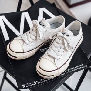 Warrior | White Canvas Low Top Sneakers Autumn Wear Thick Sole