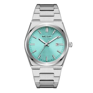 MEGIR Formal Quartz Man Wristwatch Classic Business Alloy Watch for Man Luminous Date Stainless Steel Round Quartz Male Clock