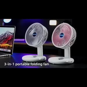 3-in-1 Telescopic Cool Fan USB Charing Folding Desktop Circulator 3-Speed No-Drill Wall Mount Electric Fan for Dorm Home Office