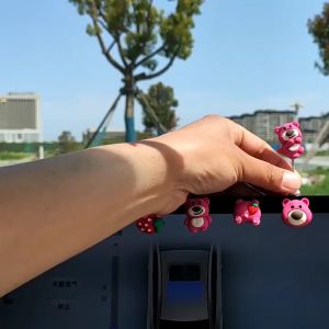 Bear Strawberry Set 6pcs Dekorasi Pajangan Mobil Bear Strawberry Kepala Goyang Hiasan Mobil Ornamen