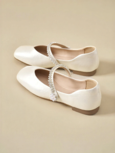 Josiny | French Style Pearl Rhinestone Mary Jane Shoes Women