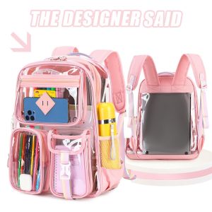clu Transparent Backpack Waterproof Clear Back Bag PVC See Through Bookbag For School College Bag ulc