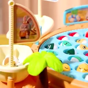 Đồ chơi câu cá 4 cần nam châm chân đế cao nhựa ABS an toàn nhạc vui nhộn cho bé đồ chơi cấu cá size lớn giải trí cho bé