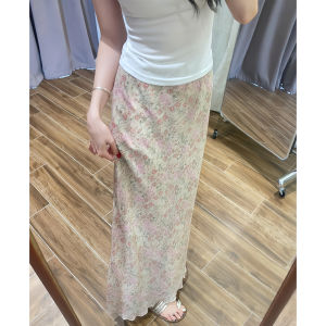 YIFANSHI | Dots and Floral Fish Tail Flowy A-Line Slimming Sweet Summer Midi Skirt