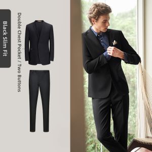 Dark Blue Fitted Mens Suit Set