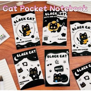 Mini Black Cat Softcover Notebook for Students Pocket Size Lined Journal with Cute Portable Memo Book School Stationery
