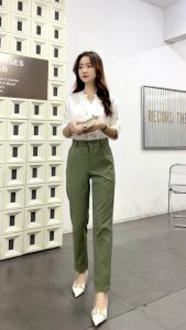 Jass Shop Colored Office Slacks Fabric Pants for Women Stretchable Pants 25-32 #275-1