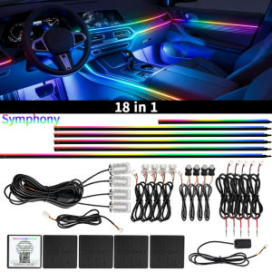 Car Ambient Light RGB Symphony Interior LED Strip Acrylic 213 Color Neon Full Streamer Atmosphere Lamp Kit 12V By App