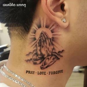 รอยสักชั่วคราว รอยสักร่าง Holy Maria อธิษฐานและความรัก กันน้ํา พฤกษศาสตร์ รอยสักมือ รอยสักวิเศษ ใช้งานได้ 1-2 สัปดาห์