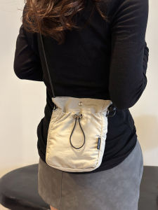 Lightweight Ruffle Mobile Phone Bag Crossbody Female 2024 New Drawstring Simple Bucket Bag Casual Small Bags Summer